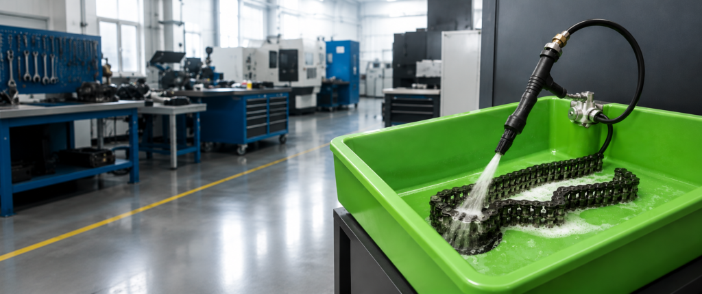 Industrial cleaning in a modern workshop