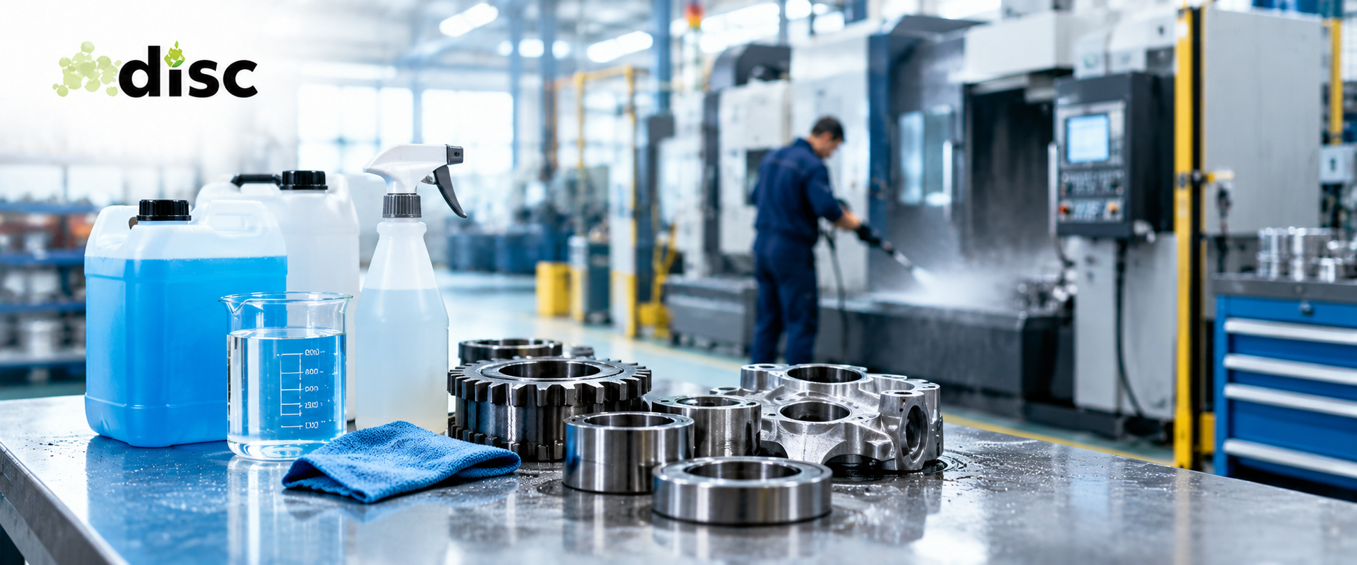 Industrial Cleaning Workshop with Metal Parts